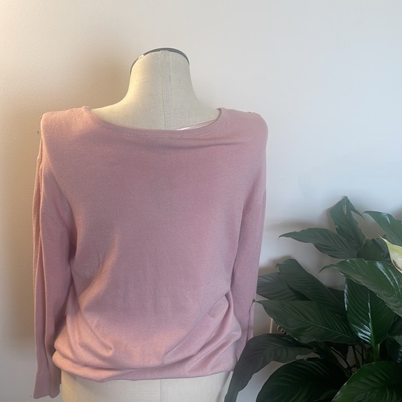 Lane Bryant Plus Sweater woman pale pink lace floral panel long sleeve New 18/20 - Picture 4 of 9